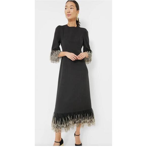 Pomander Place Dresses & Skirts - Tuckernuck Pomander Place Black Lillith Gold Lace Midi Dress NWT Extra Large